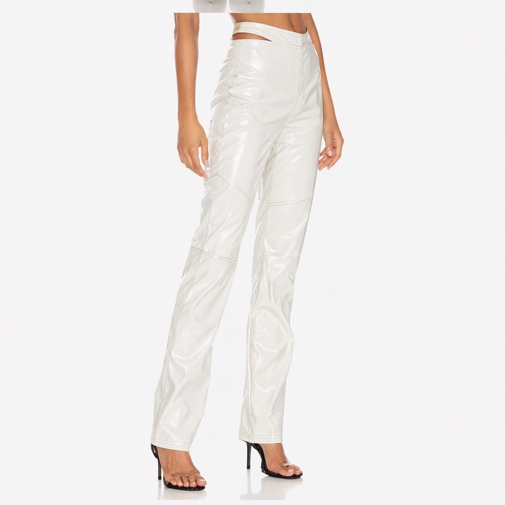 I.AM.GIA White High-Rise Faux Leather Straight Leg Pants. Size:L